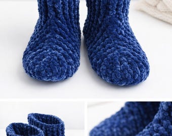 Handmade Wool Yarn Slippers – Cozy Plush House Boots, Non-Slip Indoor Slides