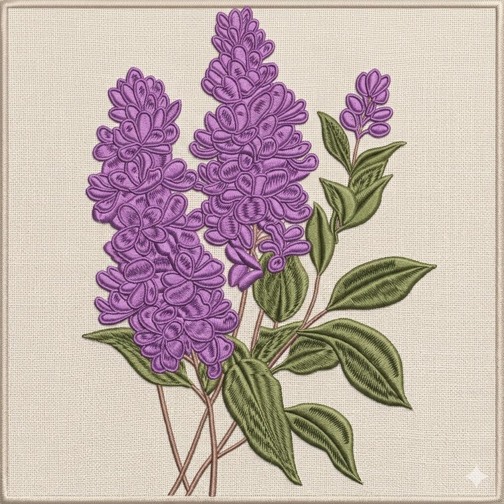 Lilac Flower Embroidery Design, Purple Lilac Botanical Floral Machine ...