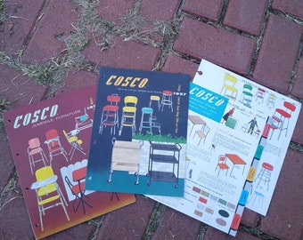 Original Vintage Cosco 1957 Color Trade Catalog Brochures MCM Utility Furniture