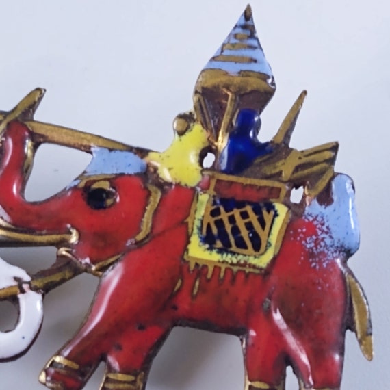 Vintage Royal Siam Elephant Enameled Brooch - image 5