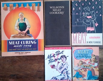 Original Vintage Recipe Booklet Lot 1921-1940s WWII Victory Wilson Meat Cookery