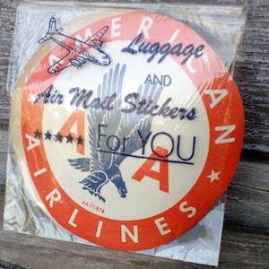 Vintage Unused American Airlines Eagle Travel Luggage Gummed Label Pair
