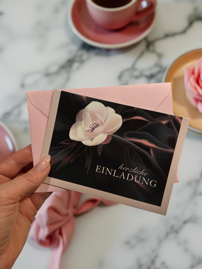 Ensemble élégant de cartes d'invitation (4/8) avec enveloppes / Cartes pliantes haut de gamme / Ensemble d'invitations de haute qualité pour anniversaires, fêtes, événements, anniversaires de mariage et mariages image 2
