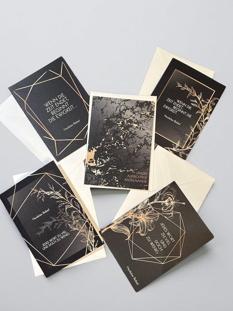 Sympathy card set 5/10 for customers, elegant condolence card set, premium sympathy cards with high-quality cream envelopes - Made in Germany image 7