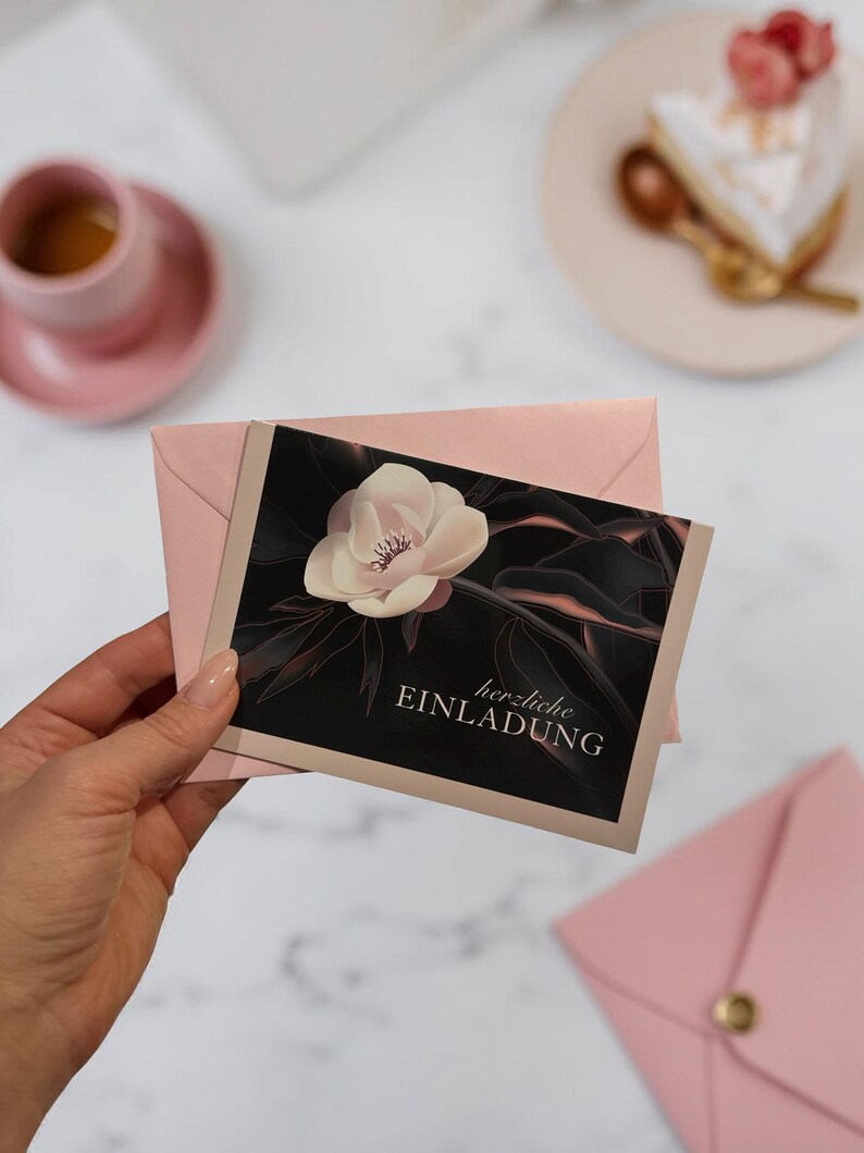 Ensemble élégant de cartes d'invitation (4/8) avec enveloppes / Cartes pliantes haut de gamme / Ensemble d'invitations de haute qualité pour anniversaires, fêtes, événements, anniversaires de mariage et mariages image 4