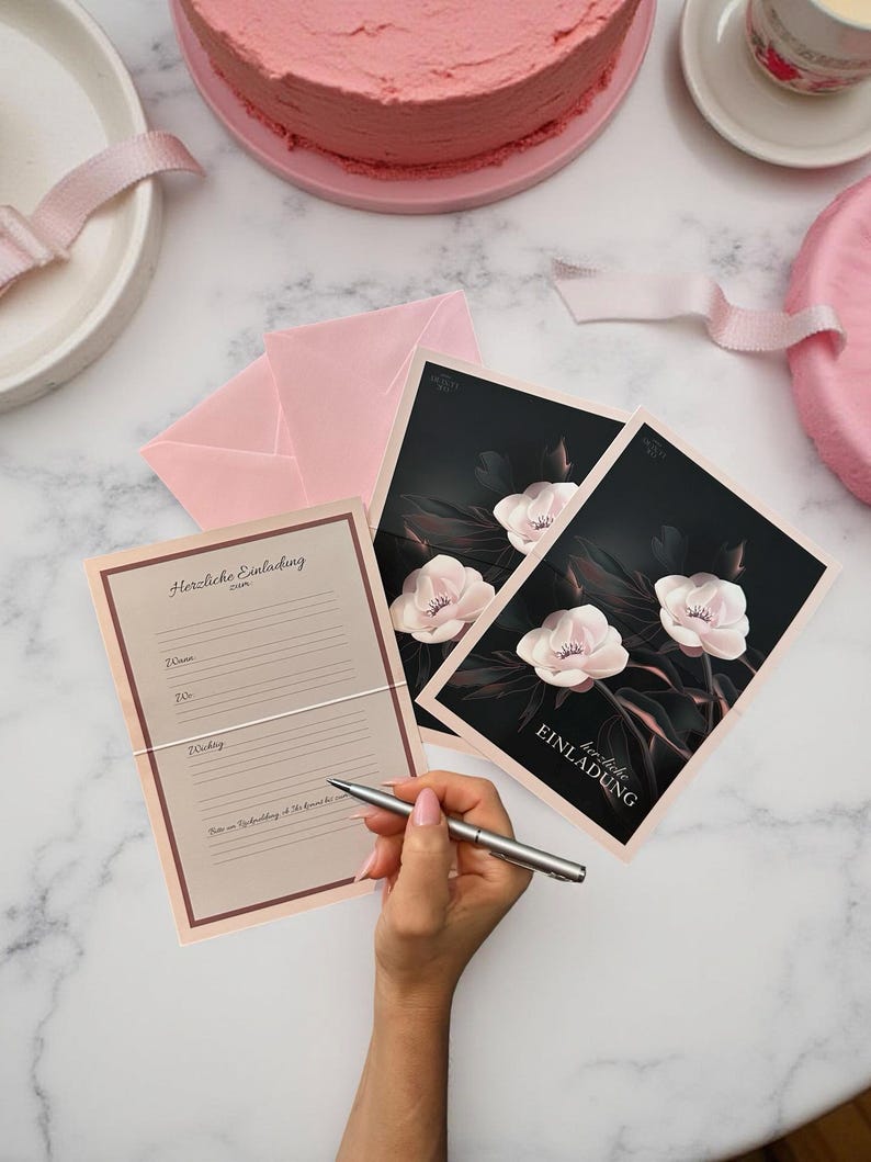 Ensemble élégant de cartes d'invitation (4/8) avec enveloppes / Cartes pliantes haut de gamme / Ensemble d'invitations de haute qualité pour anniversaires, fêtes, événements, anniversaires de mariage et mariages image 6