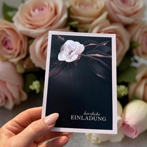 Invitation card set 6/12 including envelopes, high-quality invitation with floral motif, premium quality for birthdays, celebrations, events, anniversaries, parties