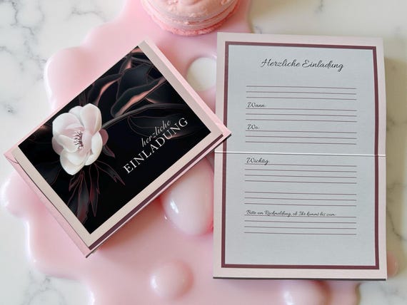 Elegante Einladungskarten Set 4/8 inkl.Umschläge/Premium Klappkarten/Hochwertige Einladung Geburtstag Set, Feier, Event, Jubiläum, Hochzeit