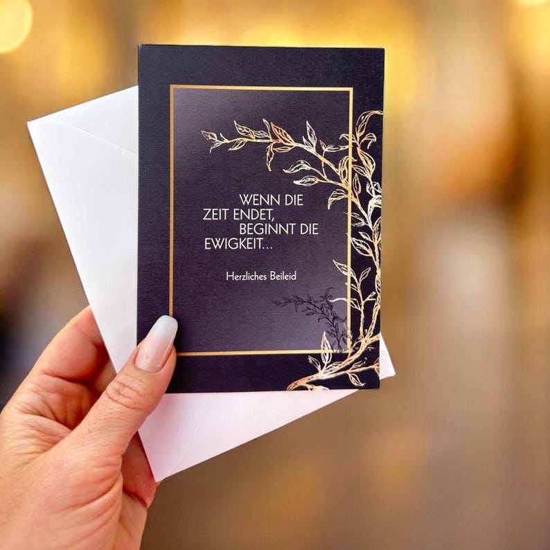 Sympathy card set 5/10 for customers, elegant condolence card set, premium sympathy cards with high-quality cream envelopes - Made in Germany image 3