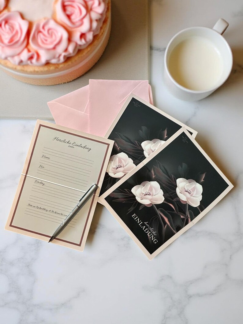 Ensemble élégant de cartes d'invitation (4/8) avec enveloppes / Cartes pliantes haut de gamme / Ensemble d'invitations de haute qualité pour anniversaires, fêtes, événements, anniversaires de mariage et mariages image 5