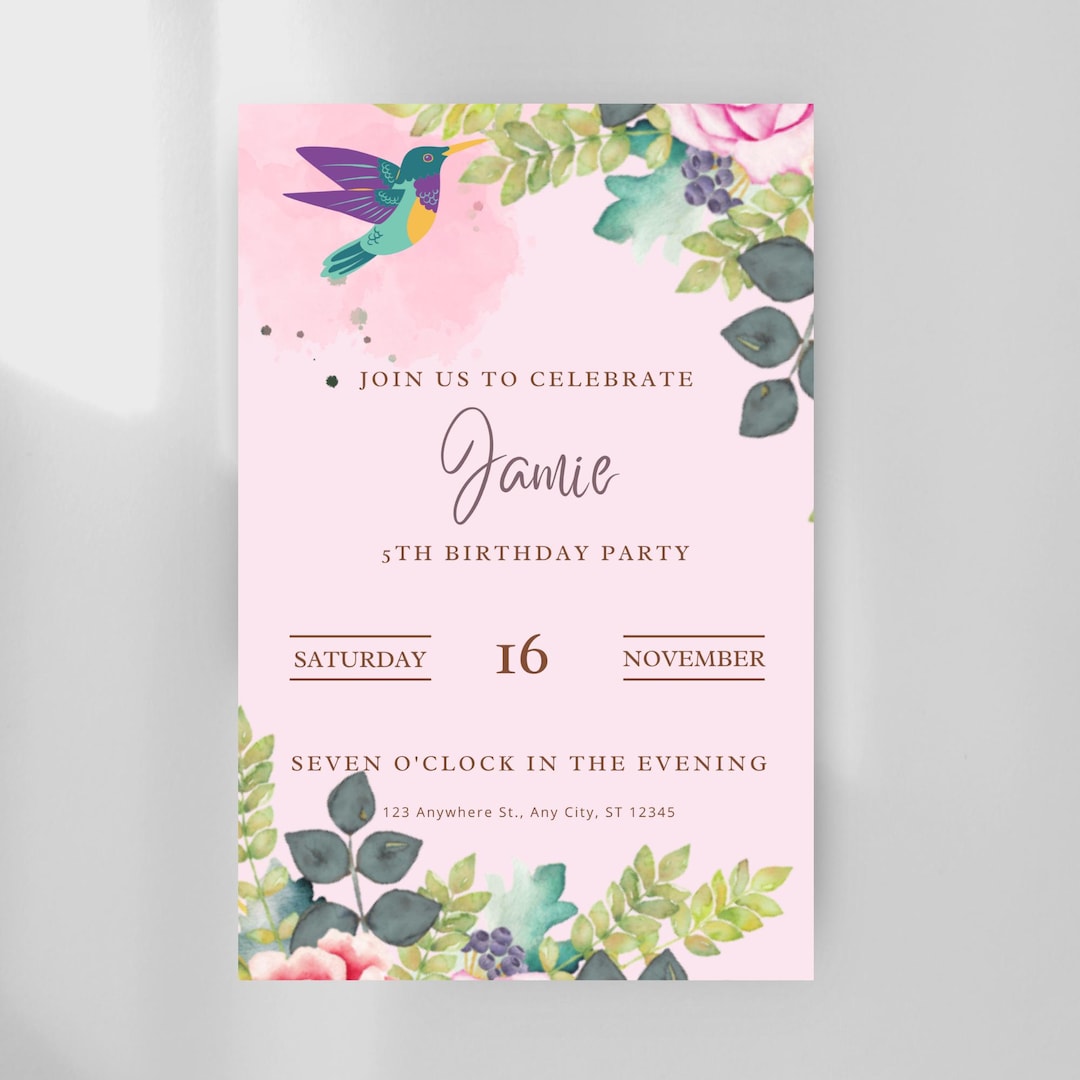 Create Invitation Editable Birthday Invitation Template Canva Design | Modern Printable ...