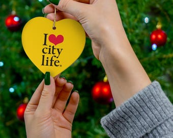 I Heart City Life Ceramic Ornament: Heart, Star, Snowflake, Circle