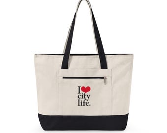 Zippered Canvas Tote
