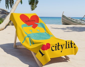 Pool & Beach Towel 36" x 72" | Crab Design