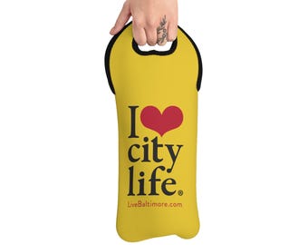 I Heart City Life Wine Tote Bag