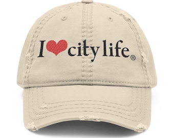 Khaki Distressed Embroidered Dad Baseball Hat