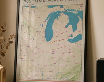 1965 Palm Sunday Tornado Outbreak - Fujita-stijl meteorologieprint