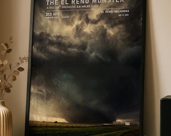 El Reno Tornado-afdruk 2013 | EF5 stormjager muurkunst | Poster meteorologie Oklahoma | Vintage weerkaart | Wetenschapscadeau