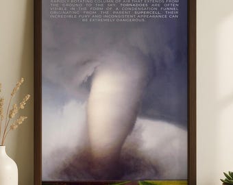 Vintage tornado-print | Olieverfschilderij meteorologieposter
