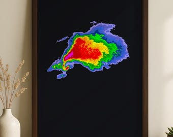 Haak-echo-radarprint | Meteorologie muurkunst | Stormjager-poster | Weerkunst | Moderne minimalistische inrichting