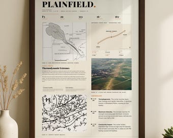 Plainfield Tornado 1990 F5 Illinois Tornado Art Print zwaar weer poster storm geschiedenis muur kunst Chicago Tornado Vaderdag cadeau