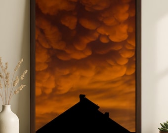 Mammatus-wolkenprint | Muurkunst zwaar weer | Cadeau stormjager | Meteorologieposter | Atmosferische wetenschappelijke kunst