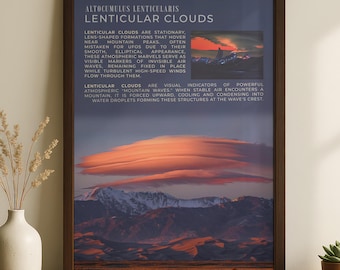 Lenticulaire wolkenprint | Retro meteorologieposter