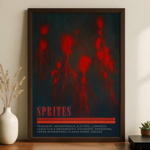 Red Sprites Print | Retro Meteorology Decor