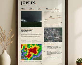 Joplin-tornadoprint 2011 | EF5 Missouri Storm Chaser muurkunst | Meteorologieposter | Afdrukken met geschiedenis van zwaar weer
