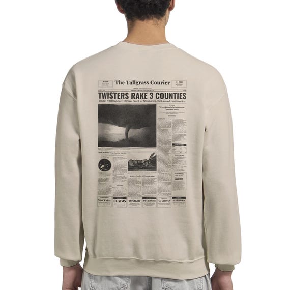 Vintage Tornado Newspaper Sweatshirt, back