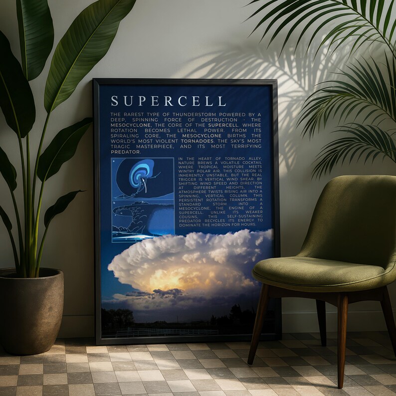 Supercell Storm Print | Meteorology Wall Art | Storm Chaser Poster ...