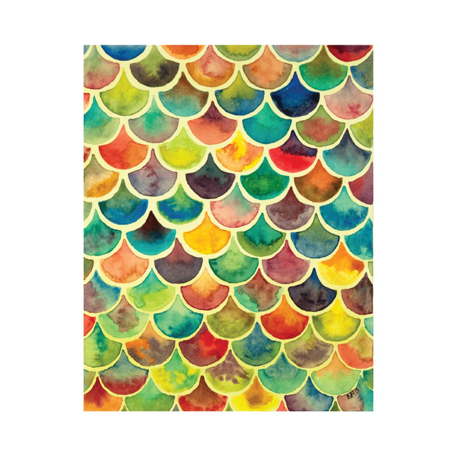 Rainbow Scales 4x6 8x10 Print Archival Quality Watercolor Etsy