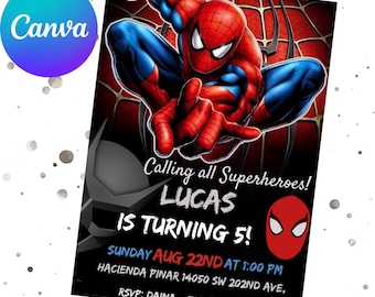 Editable Spidey And His Amazing Friends Birthday Party Invitation, Superhero Template Printable, Kids Invite, Instant Download