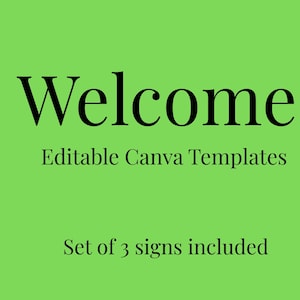 Welcome Sign Set Editable Canva Template | Shop Welcome Poster, Hello Thank You Signs | Digital Download