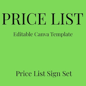 Price List Sign Set Editable Canva Template | Menu Price Poster, Business Price Signs | Digital Download