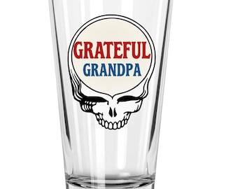 Custom Grateful Dead Steal Your Face Grateful Grandpa pint glass 16oz-choose style