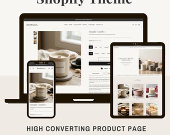Kerzen Shop Shopilly Theme | Beige und Grau E-Handels Template mit Produktseite