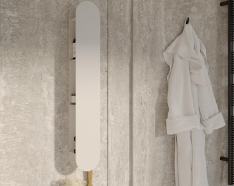 Weiß Edelstahl Vertikale Badezimmer Regal: Modern Floating Organizer. Modell 4043R 95 cm