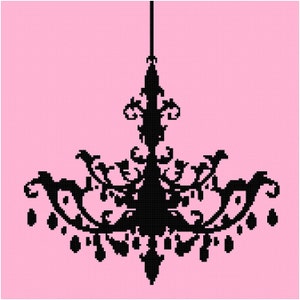 Cross Stitch Patroon - Kroonluchter Silhouet 3 - PDF - Instant Digitale Download