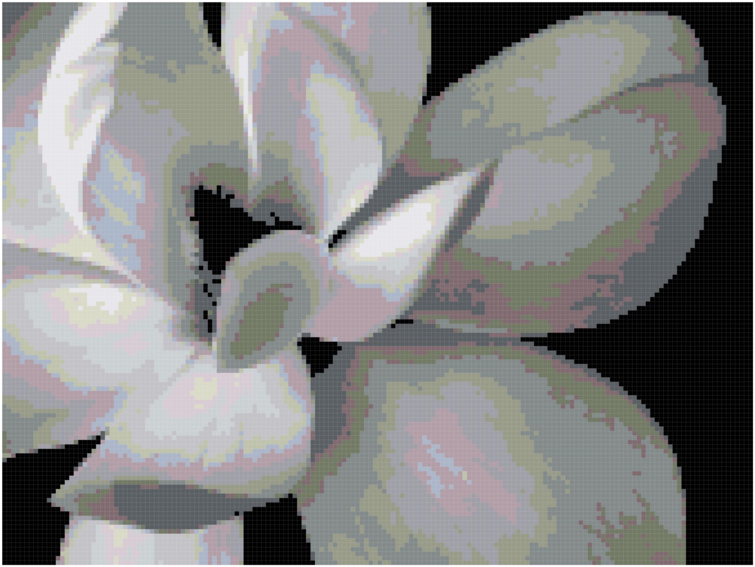 Cross Stitch Pattern Black and White Flower PDF Instant Digital