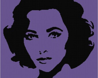 Patrón Punto de Cruz - Elizabeth Taylor 1 - PDF - Descarga Digital Instantánea