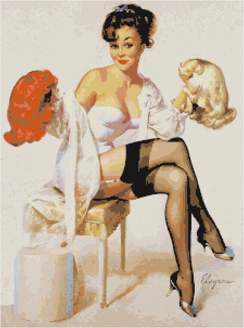 Cross Stitch Pattern Gentlemen Prefer Pin Up Girl PDF Instant Digital Download image 2