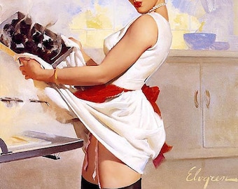 Cross Stitch Pattern - Let's Eat Out - Pin Up Girl  - PDF -  Instant Digital Download