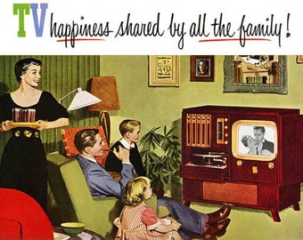 Cross Stitch Pattern - Funny Retro TV Ad -  pdf -  Instant Digital Download