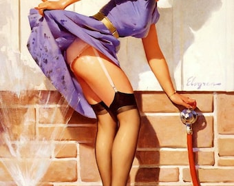 Cross Stitch Pattern - A Near Miss - Pin Up Girl - PDF -  Instant Digital Download