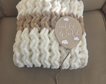 Hand Knitted Baby Blanket | Plush, Hypoallergenic, Neutral Nursery