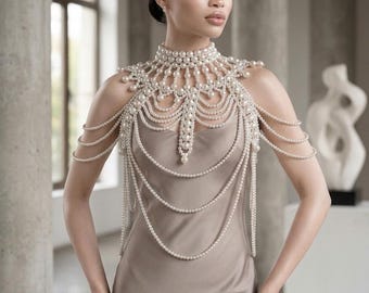 Elegant Multilayer Body Chain: Women Statement Wedding Party Choker Evening Dress Shawl Necklace Epaulet For Women