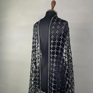 Handmade Golden Indian Dress Dupatta - Golden Handmade Mirrorwork Embroidered Wedding Veil, Gold & Silver image 10