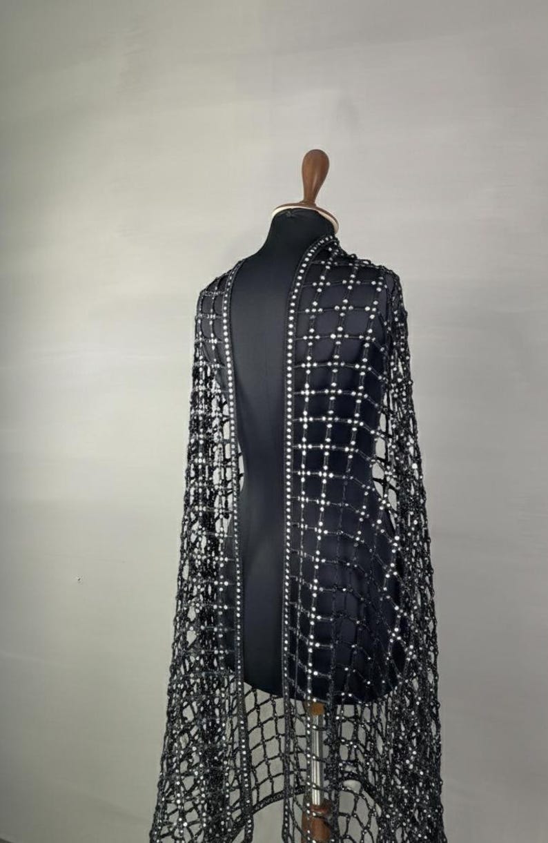 Handmade Golden Indian Dress Dupatta - Golden Handmade Mirrorwork Embroidered Wedding Veil, Gold & Silver image 10