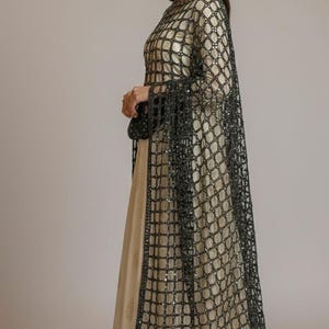 Handmade Golden Indian Dress Dupatta - Golden Handmade Mirrorwork Embroidered Wedding Veil, Gold & Silver image 5